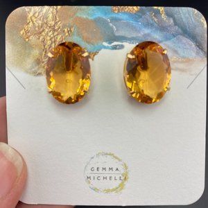 Classic Oval Reconstituted Imperial Topaz 18k Gold Plated Studds